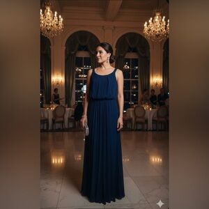 B Darlin Blue Off Shoulder Maxi Sundress